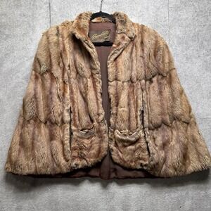 Vintage Mink Fur Cape Greenblatt’s Glam Mob Wife Resortcore S/M Luxe‎ Wrap